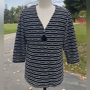 JM Collection Large Blazer Black/ White Women's One Button Jacket Lined